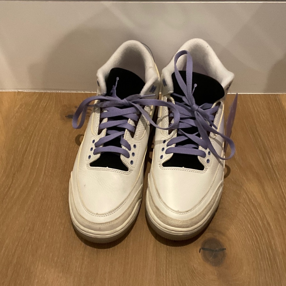 Jordan White Sneakers with Purple Laces